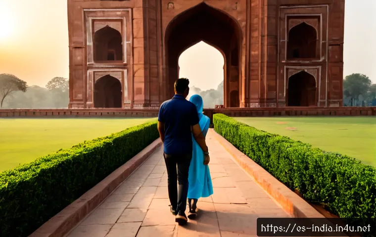 델리에서 하루 동안의 추천 코스 - Photorealistic sunrise in Delhi, India, a Spanish-speaking travel couple beginning a one-day city it...